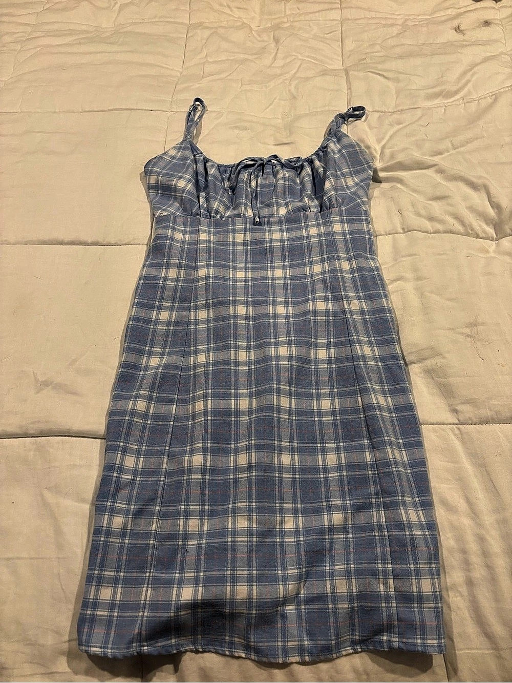 Brandy Melville Karla Dress Blue & White Plaid Mini Dress